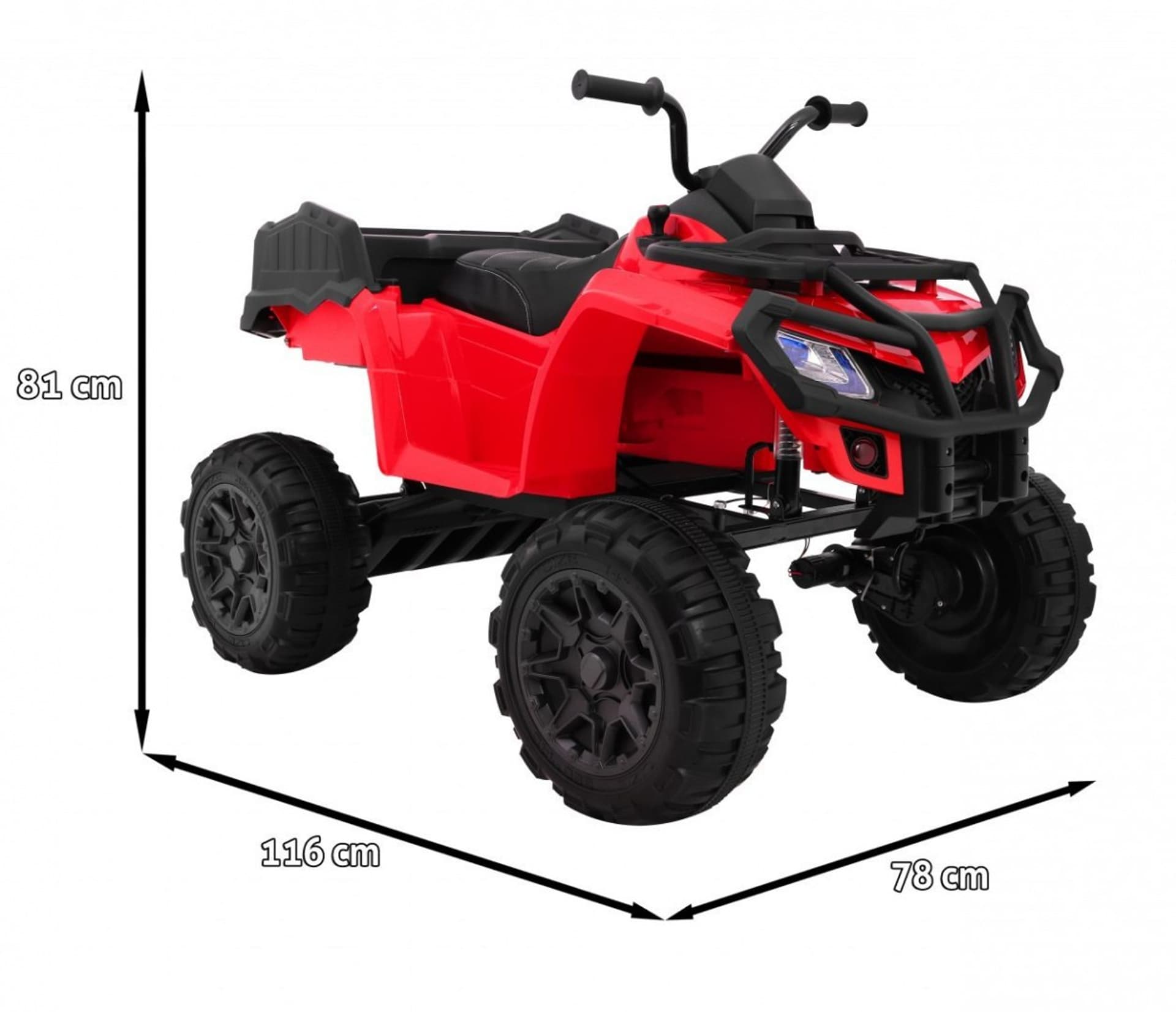 

Quad XL ATV na akumulator dla dzieci Czerwony + Napęd 4x4 + Bagażnik + Wolny Start + EVA + Audio LED