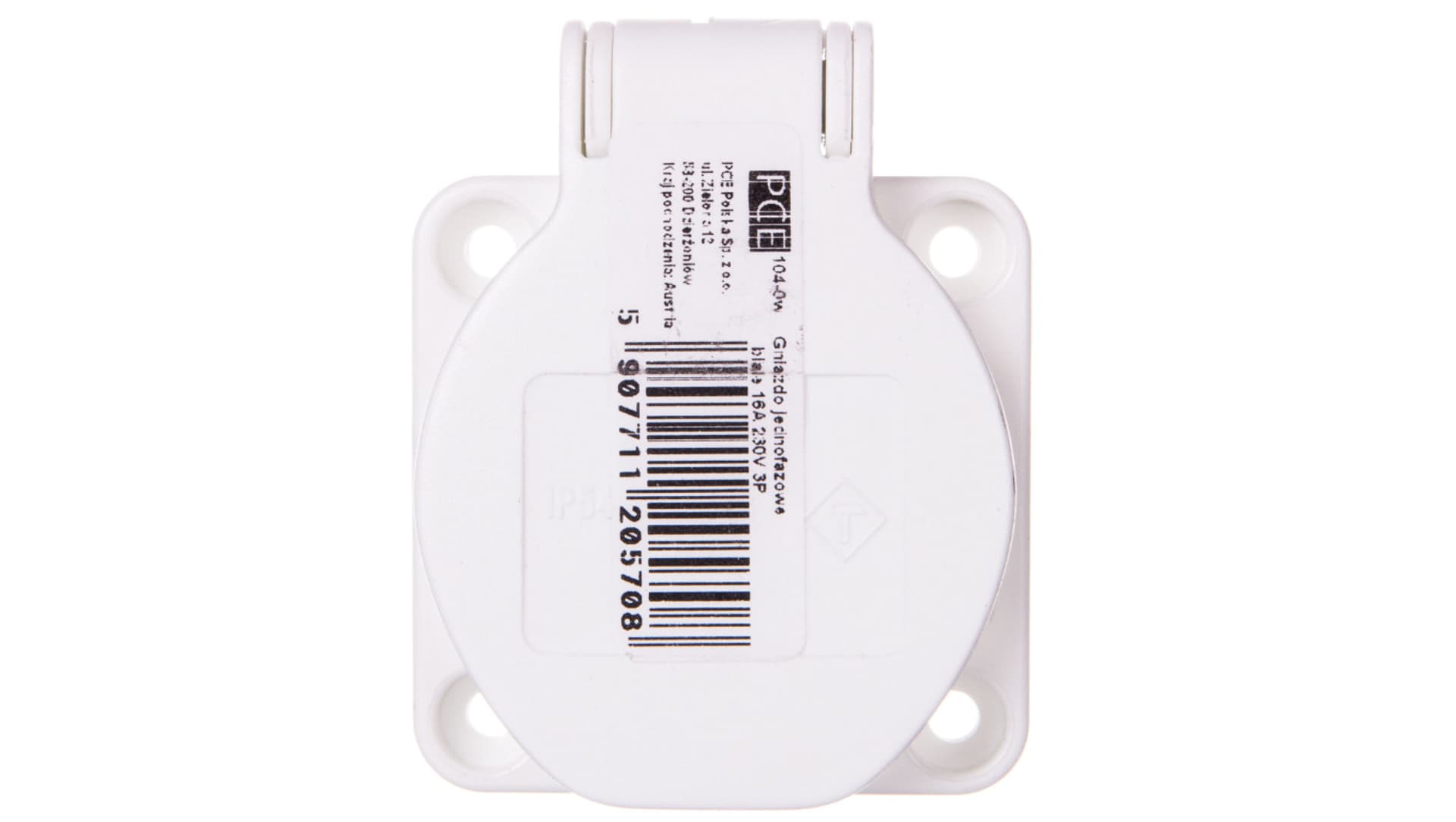 

Gniazdo tablicowe 10/16A 2P+Z 230V białe IP54 104-0w