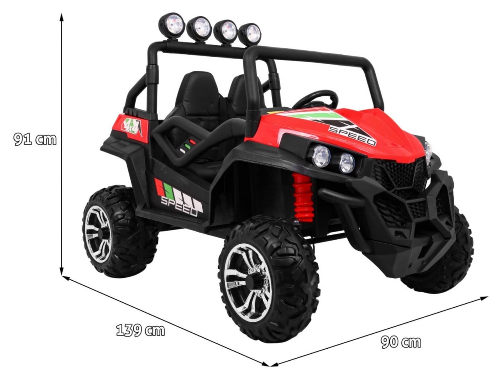 

Terenowe Grand Buggy Lift dla dzieci Czerwony + Napęd 4x4 + Pilot + Bagażnik + Radio MP3 + LED