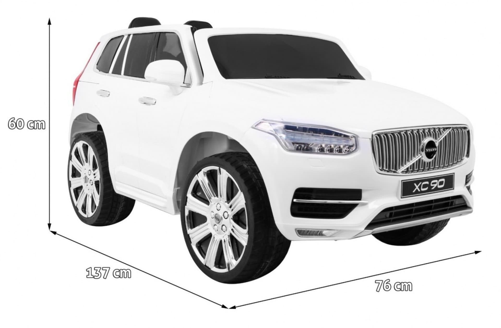 

Volvo XC90 na akumulator dla dzieci Biały + Pilot + Bagażnik + EVA + Wolny Start + Radio MP3 + LED