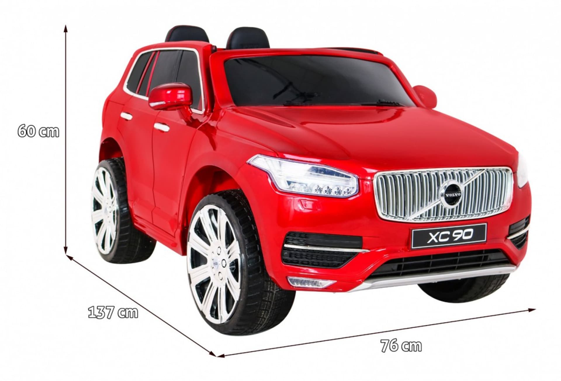 

Volvo XC90 na akumulator dla dzieci Lakier Czerwony + Pilot + Bagażnik + EVA + Wolny Start + Radio MP3 + LED