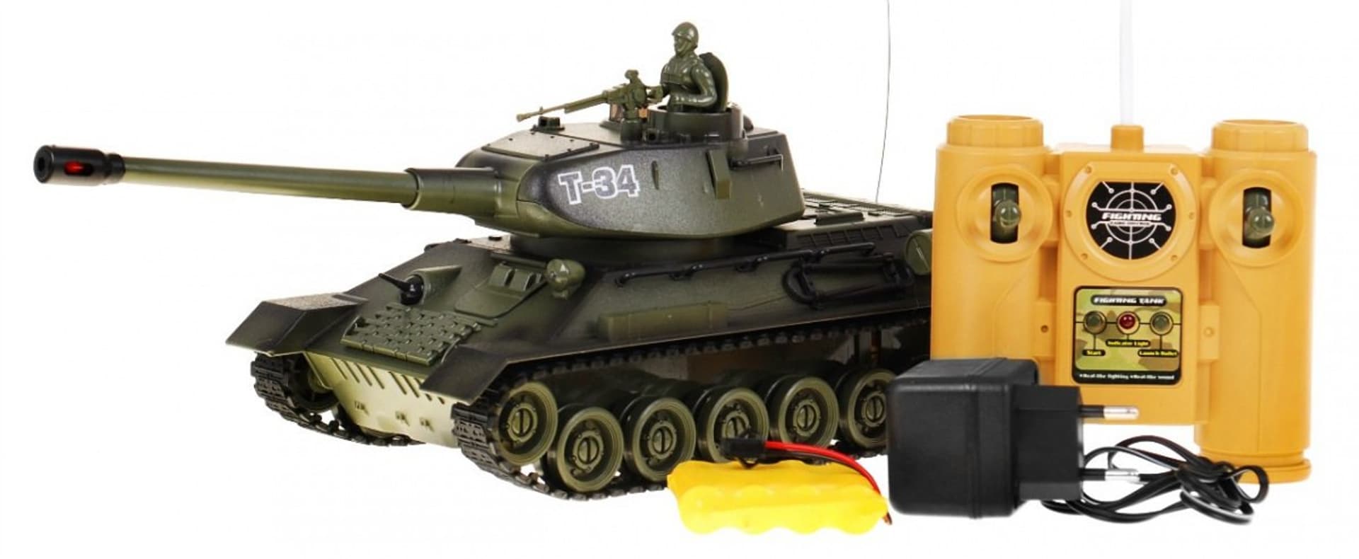 

Zdalnie sterowany czołg T-34 dla dzieci 3+ Zielony model Strzelający 1:28 + Wielka Bitwa Czołgów + Dźwięki Światła