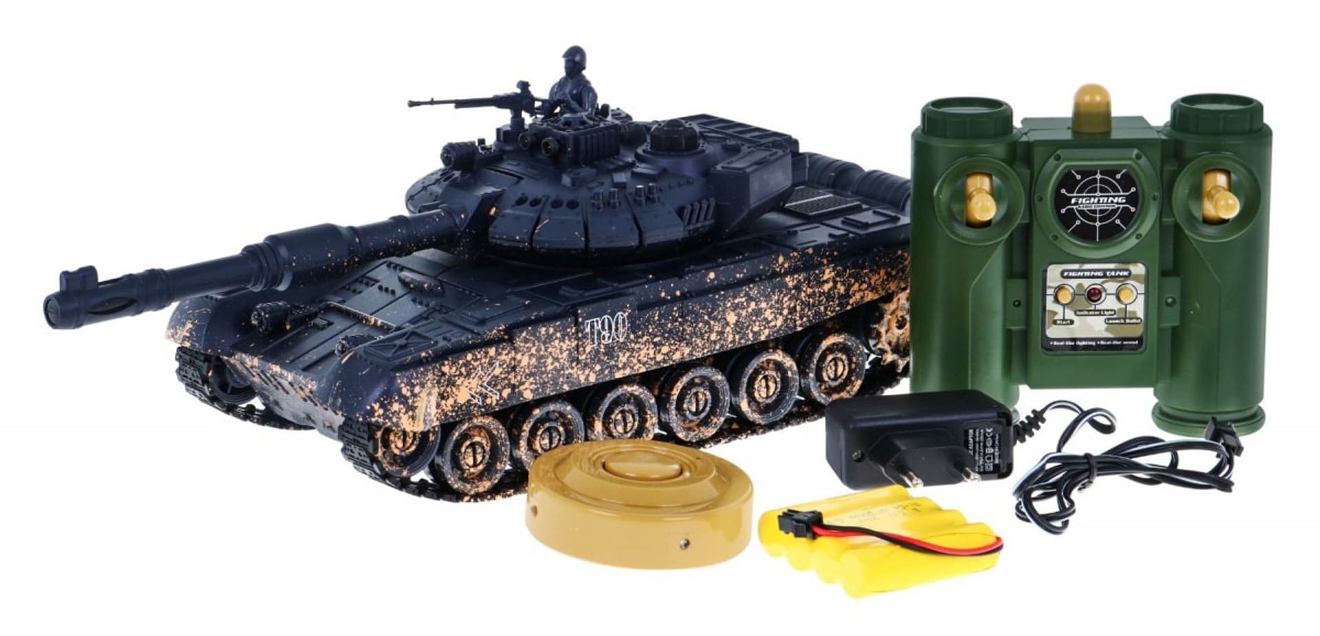 

Zdalnie sterowany czołg T-90 dla dzieci 3+ Strzelający model Kamuflaż 1:28 + Wielka Bitwa Czołgów + Dźwięki Światła