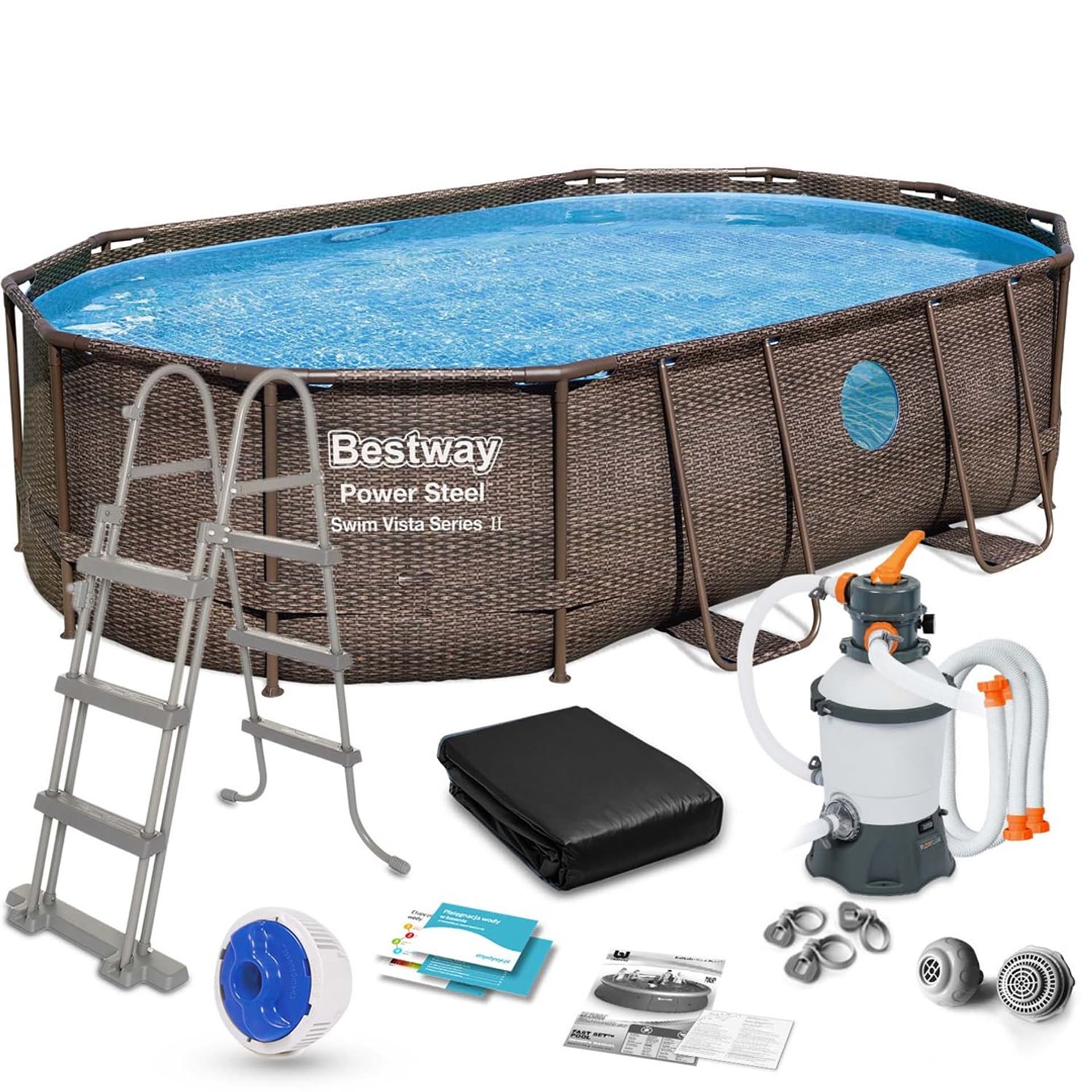 

Bestway 56946 Basen stelażowy rattan 11w1 488x305x107
