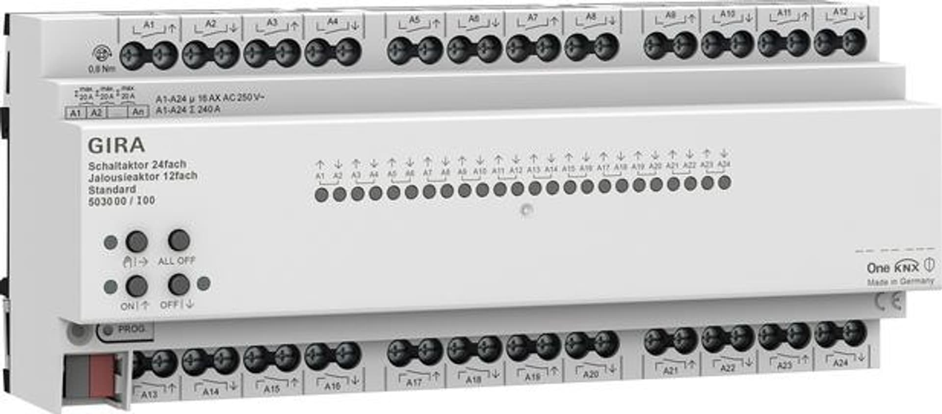 

GIRA aktor przekaźnikowy/żaluzjowy 24x/12x 16 A standard KNX ONE 503000