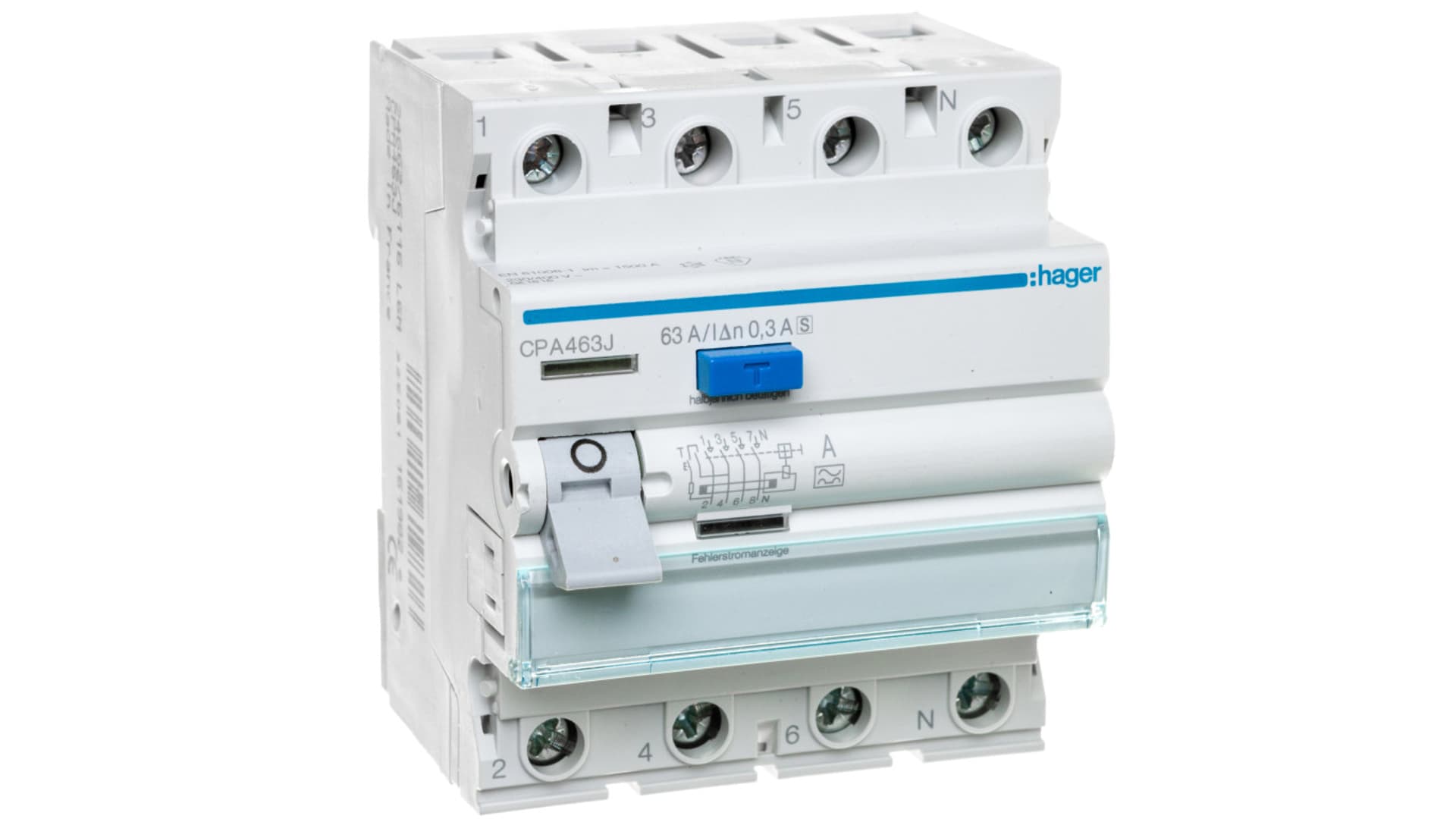 

Wyłącznik różnicowoprądowy 4P 63A 0,3A typ A -S CPA463J