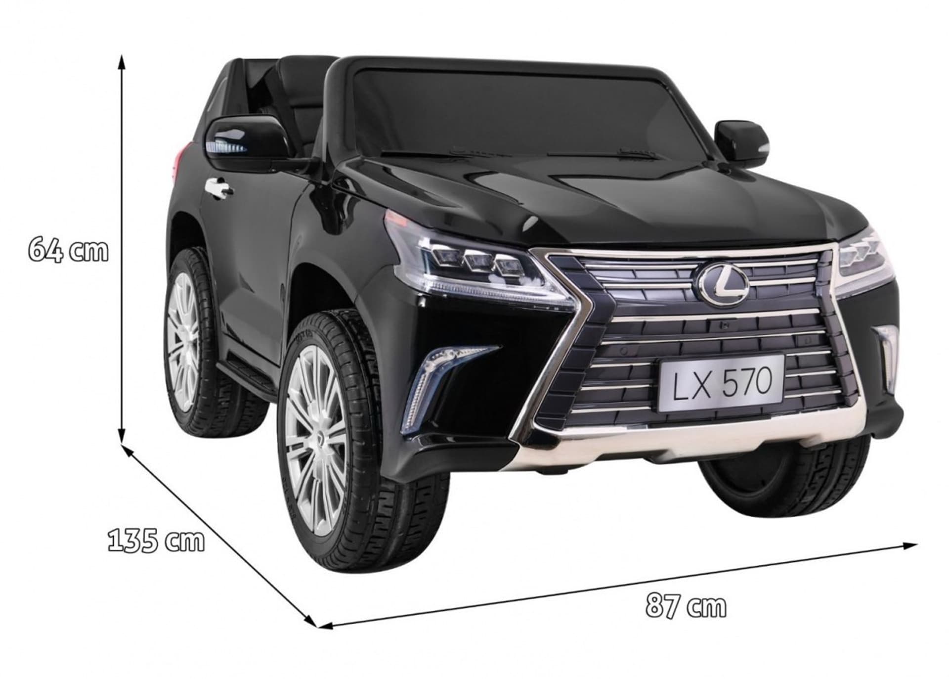 

Lexus LX570 Lakierowane Autko dla 2 dzieci Czarny + Pilot + Koła EVA + Radio MP3 LED
