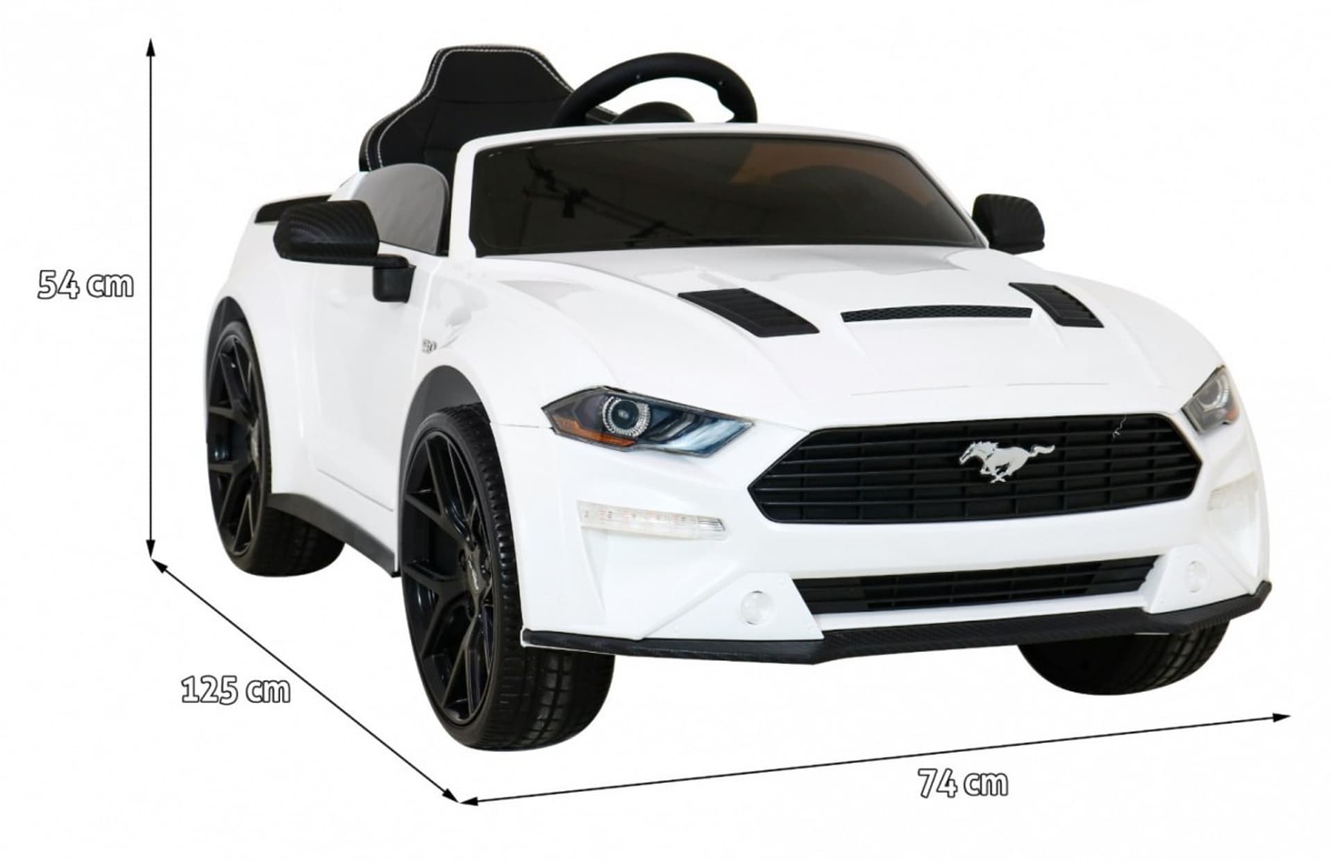 

Autko Ford Mustang GT na akumulator dla dzieci Biały + Regulacja siedzenia + Audio LED + EVA + Wolny Start