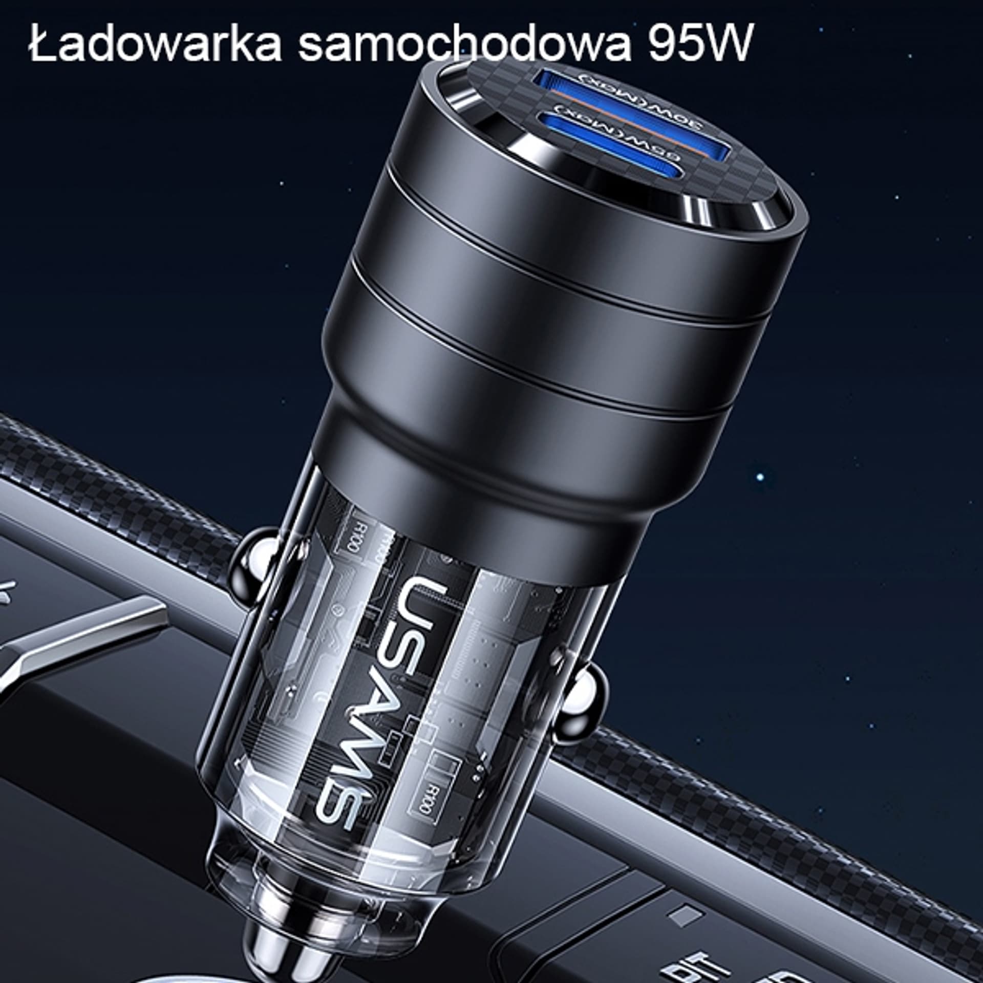 

USAMS Ład. sam. C36 USB+USB-C 95W Fast Charge fioletowy/purple CC176CC02 (US-CC176)