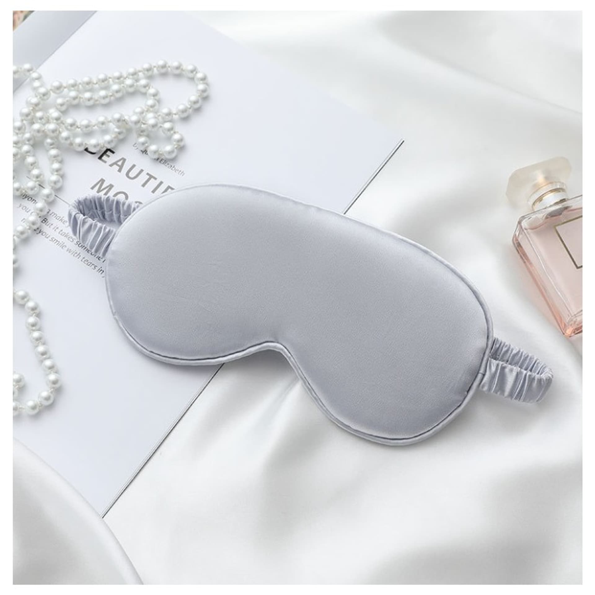 

Maska do spania szara elegant satynowa OPK10SZ