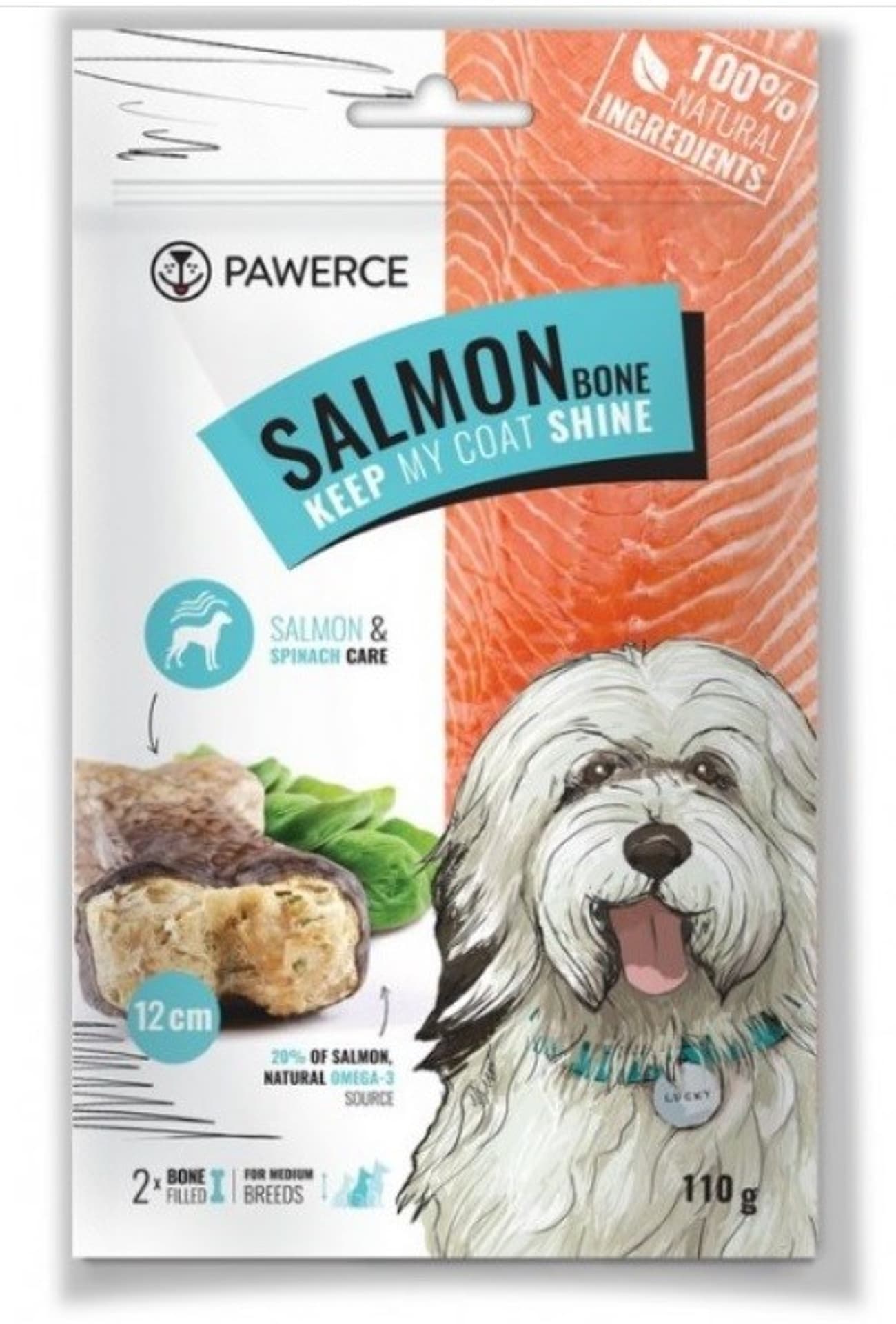 

Pawerce Salmon bone medium breeds, 2szt/ 110g