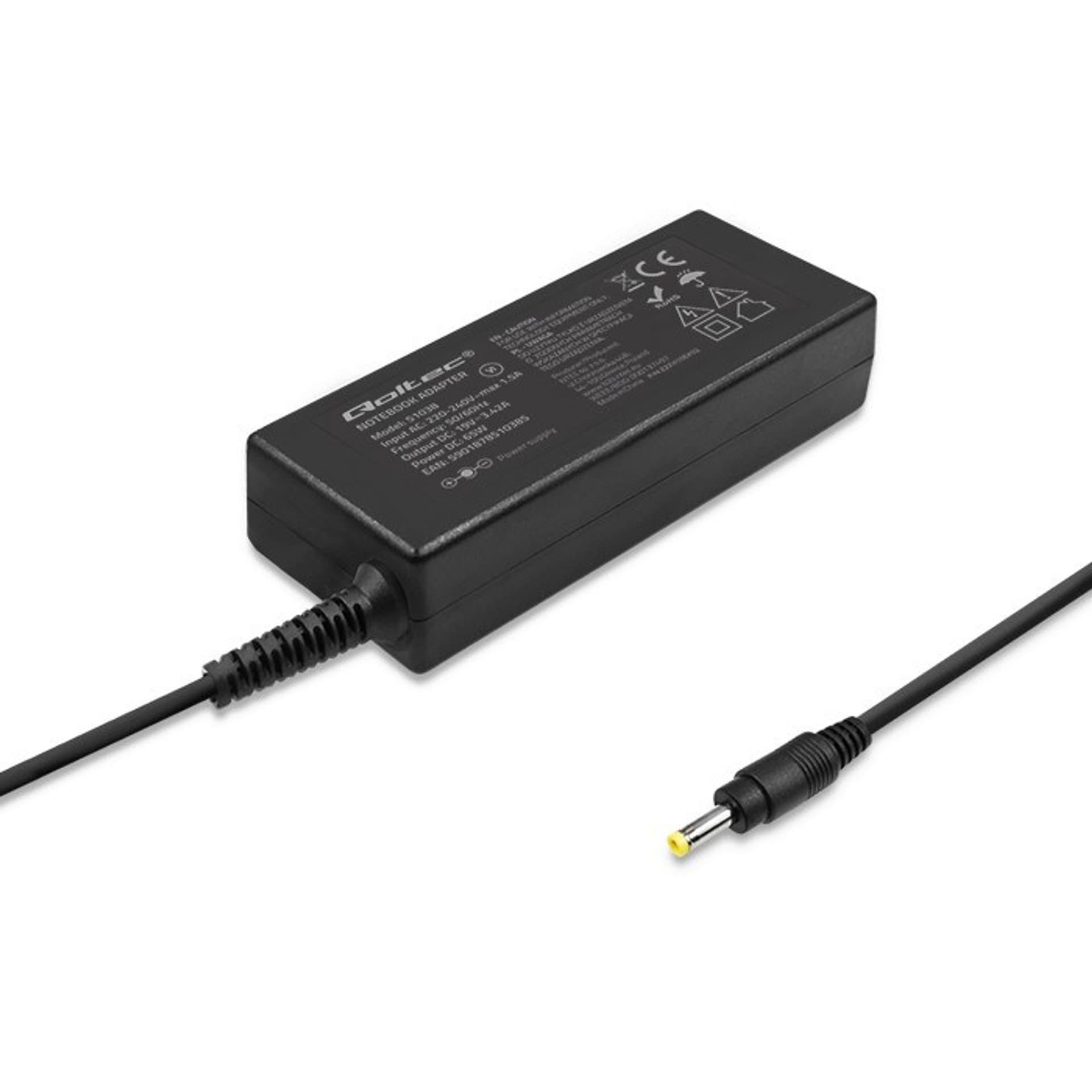 

QOLTEC ZASILACZ DO HUAWEI 65W | 19V | 3.42A | 4.0*1.7 | +KABEL ZASILAJĄCY