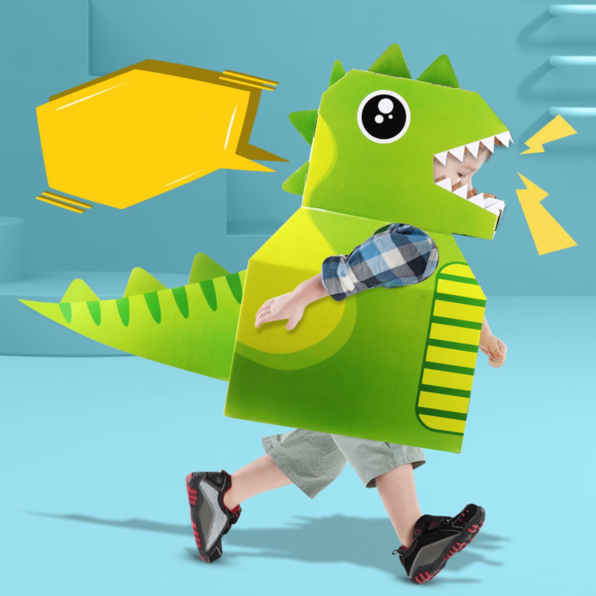 

KOSTIUM STRÓJ DINOZAURA DLA DZIECI Z KARTONU ZRÓB TO SAM
