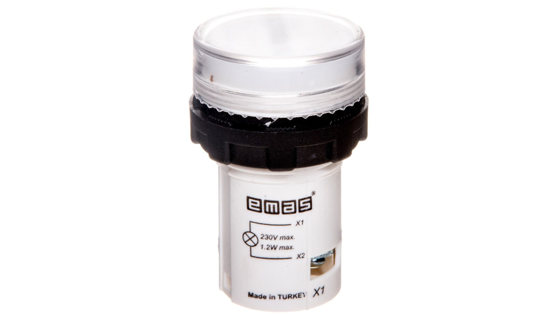 

Lampka sygnalizacyjna MB z LED, monoblok, 230V AC, płaski klosz, biała T0-MBSD220B
