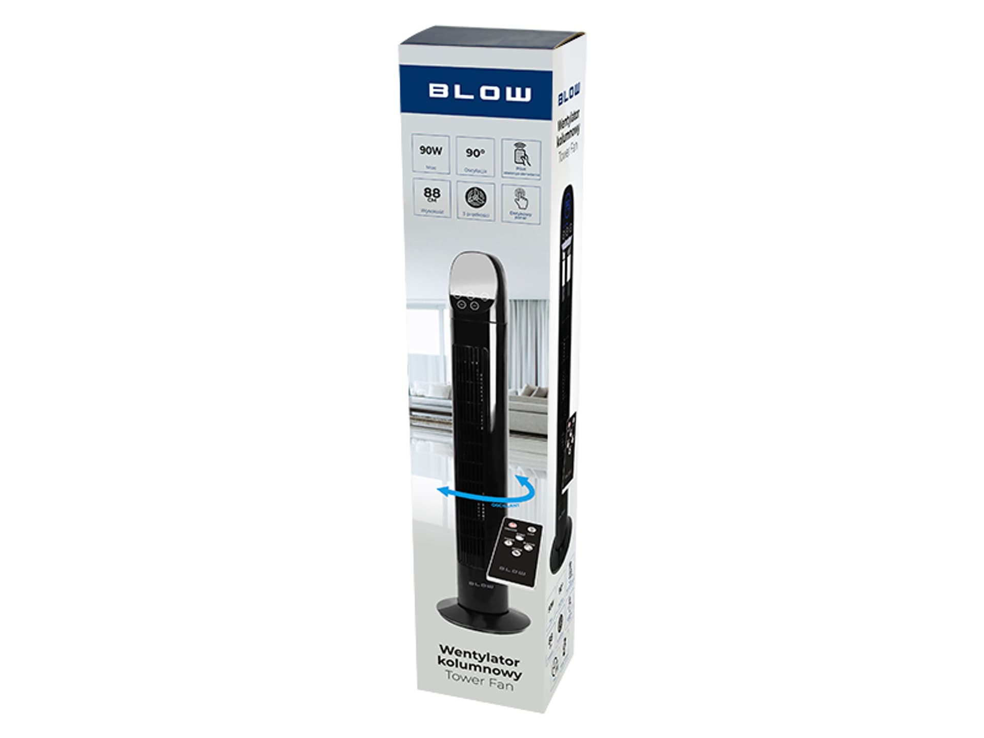 

44-075# Wentylator kolumnowy 90w lcd + pilot