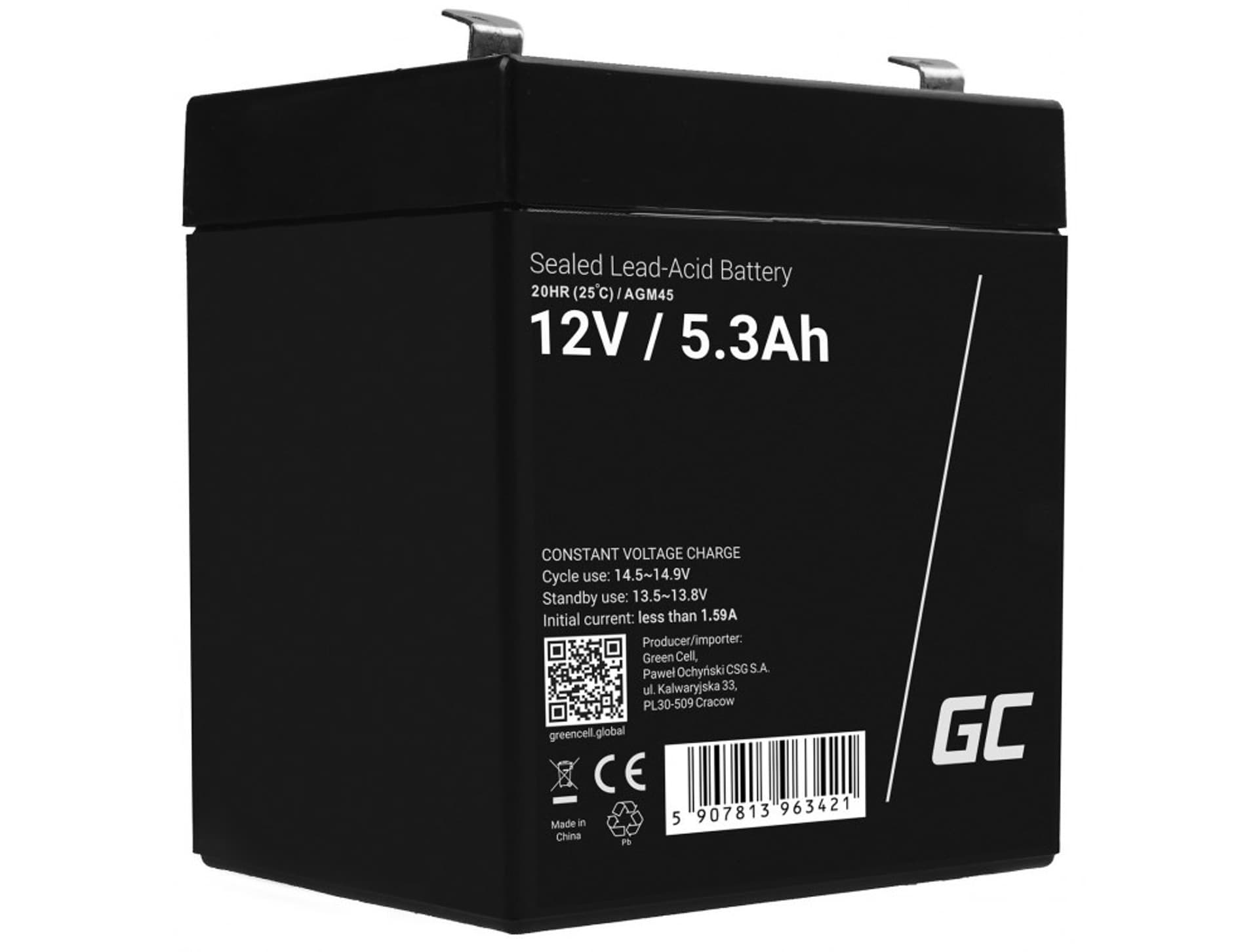 

GREEN CELL AKUMULATOR ŻELOWY AGM45 12V 5.3AH