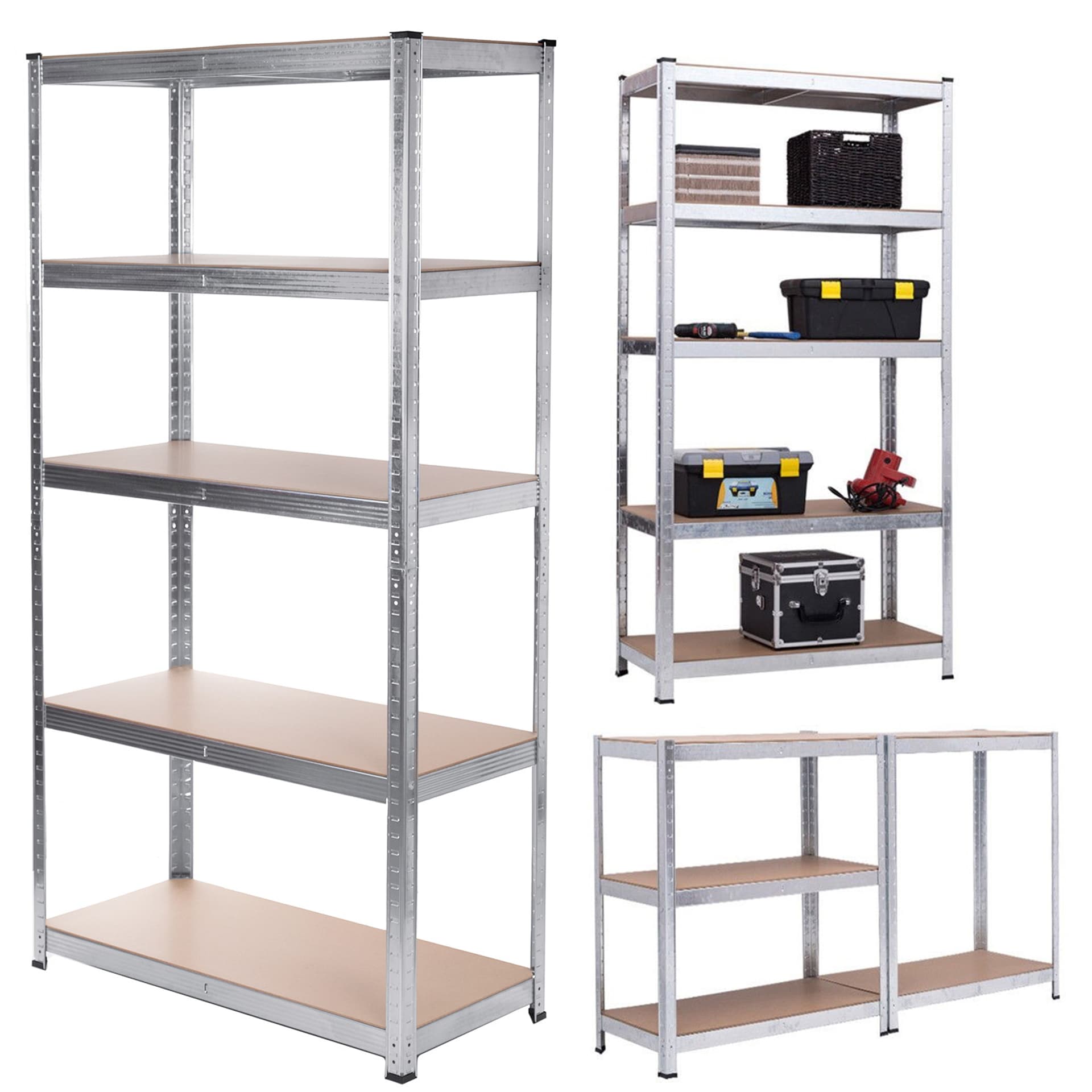 

Regał magazynowy metalowy szafka 175 kg x5 180x90x40cm GreenBlue, ocynk, rozkładany, MDF, GB378