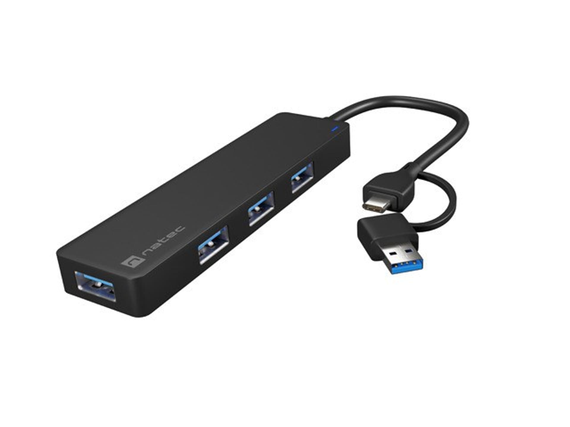 

NATEC HUB USB-C 3.0 MAYFLY 4-PORTY + ADAPTER USB-A NHU-2023