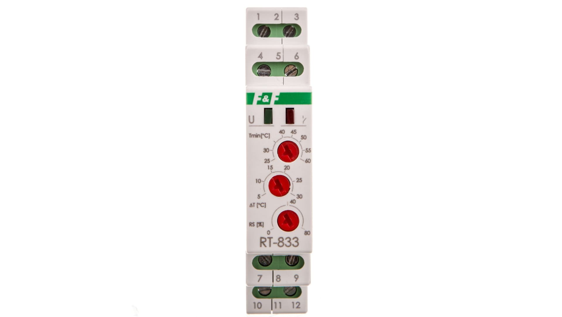 

Regulator temperatury z regulacją wentylatora 12-24V DC na szynę RT-833