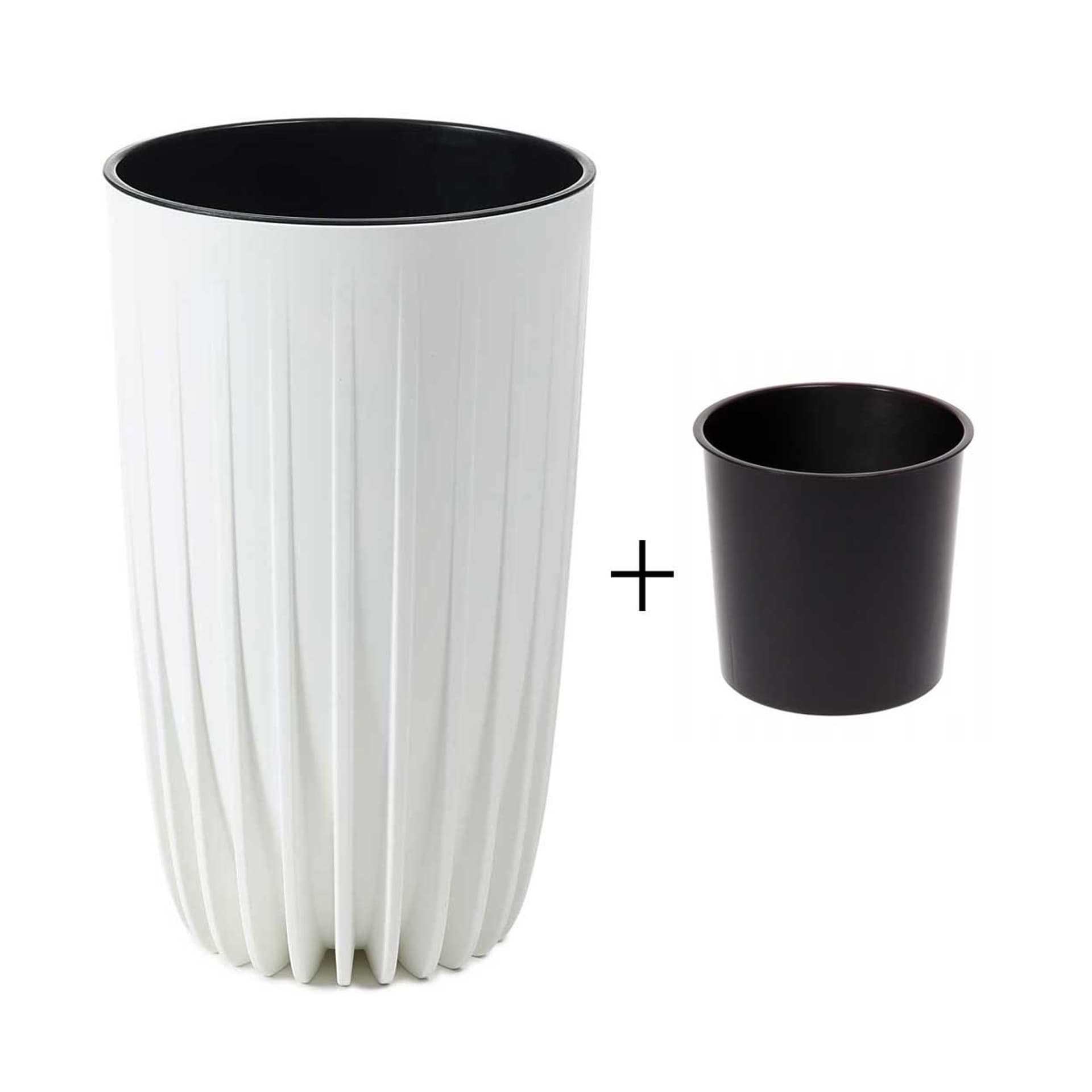 

Donica Stripped Wysoka ECO recykling biała 30xh51 cm