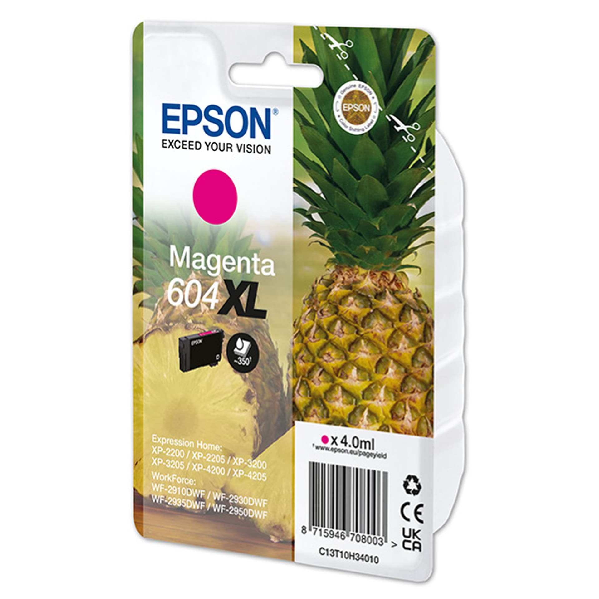 

Epson oryginalny ink / tusz C13T10H34010, T10H340, 604XL, magenta, 350s, 4.0ml, Epson XP-2200, XP-3200, XP-4200, WF-2930DWF, WF-29