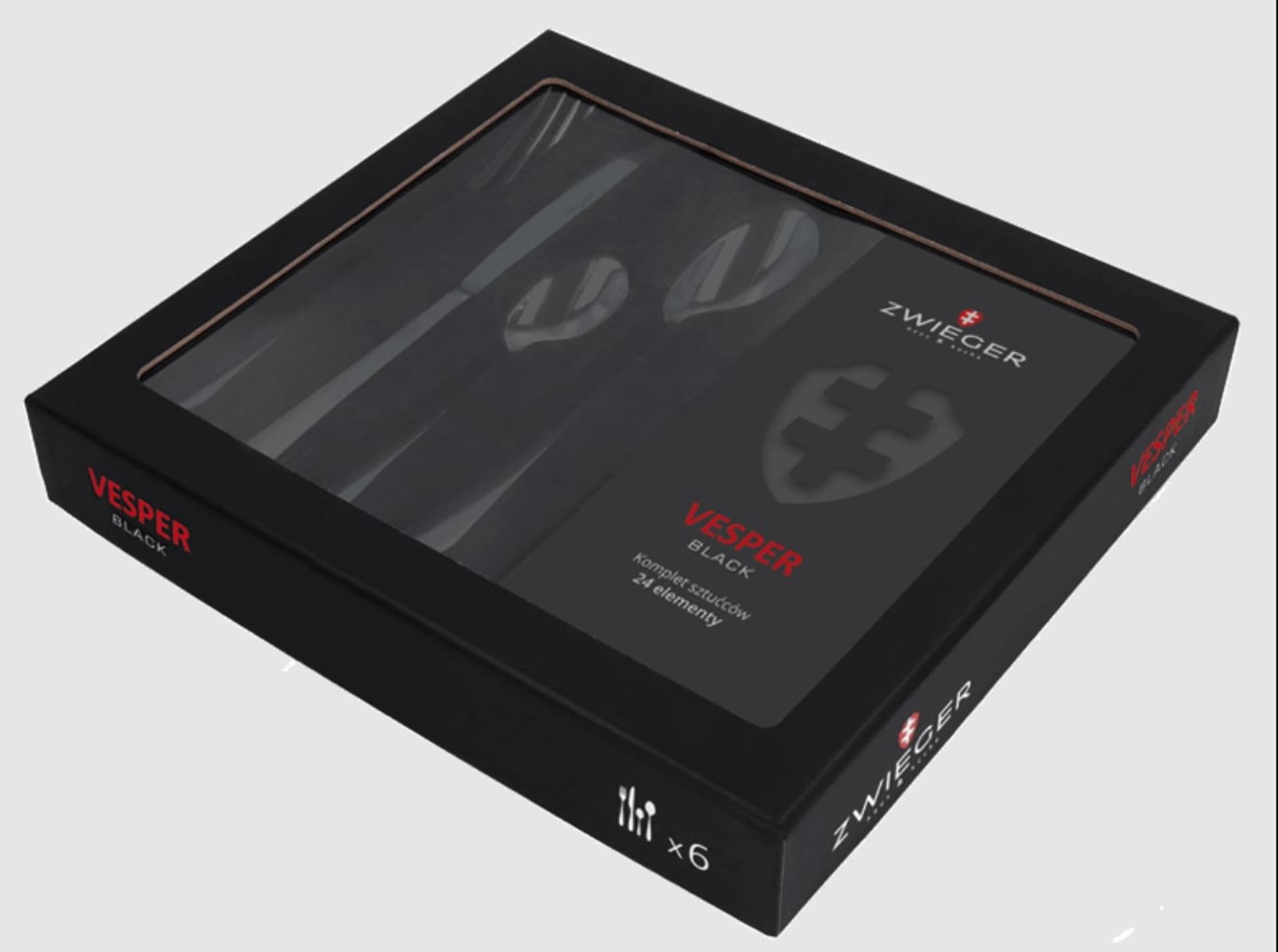 

ZWIEGER VESPER BLACK Komplet 24szt sztućców