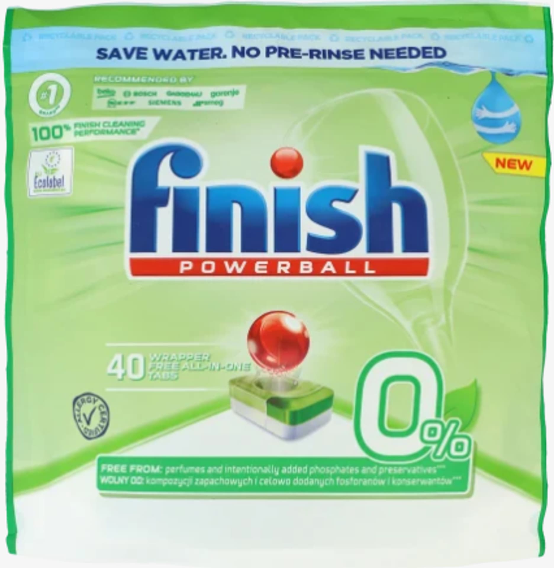 

Finish Powerball All in 1 t 0% Tabletki do Zmywarki 40 szt.