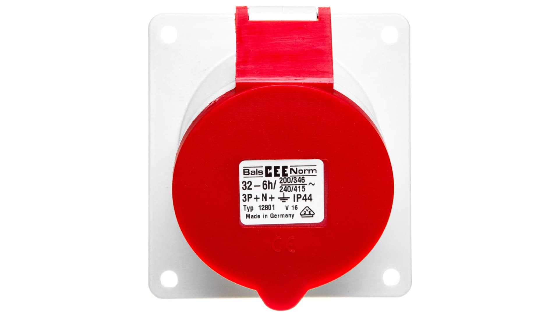 

Gniazdo tablicowe 32A 5P 400V 6h IP44 skośne Quick-Connect 12801