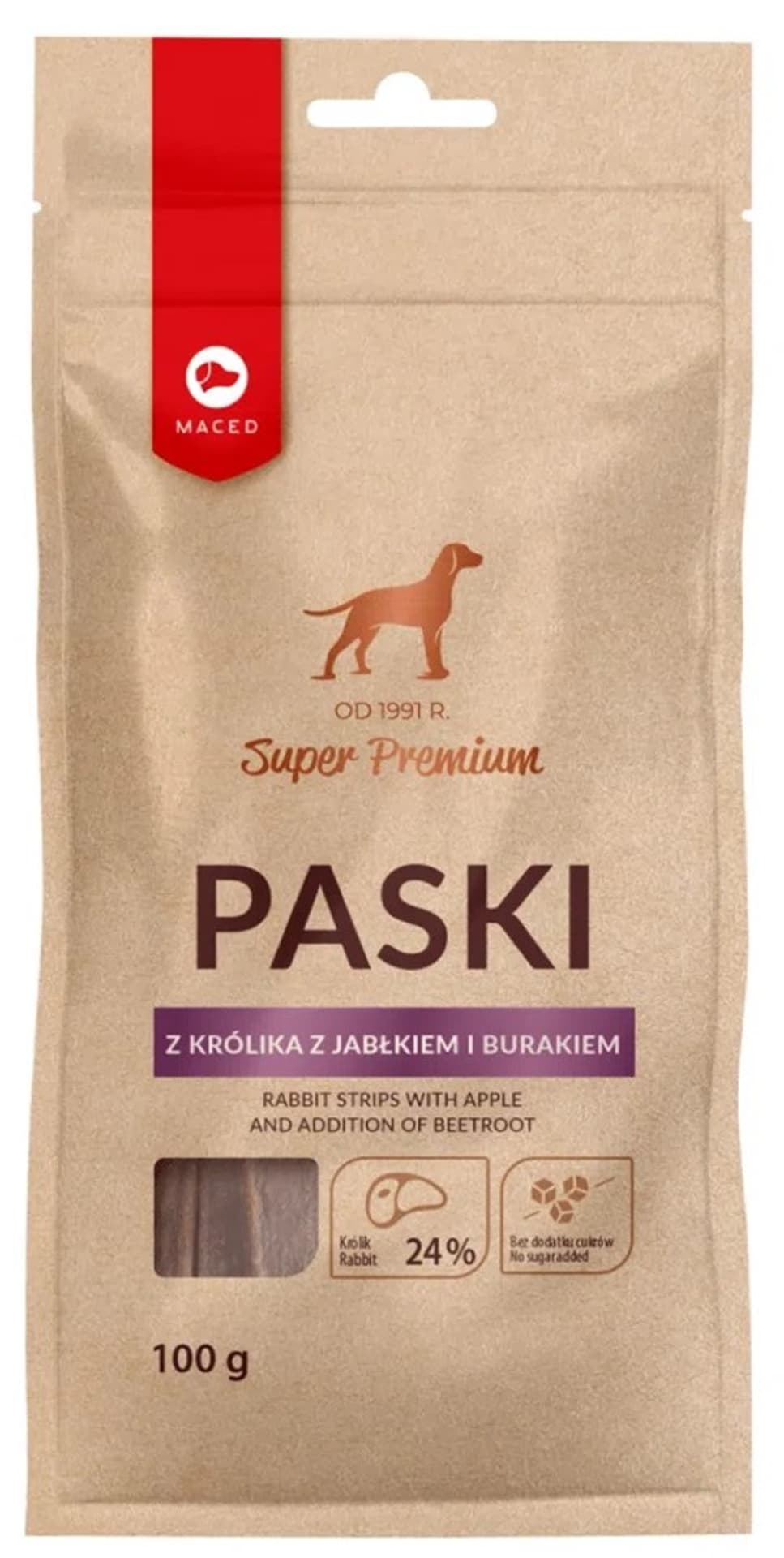 

MACED Paski z królika z jabłkiem i burakiem 100g