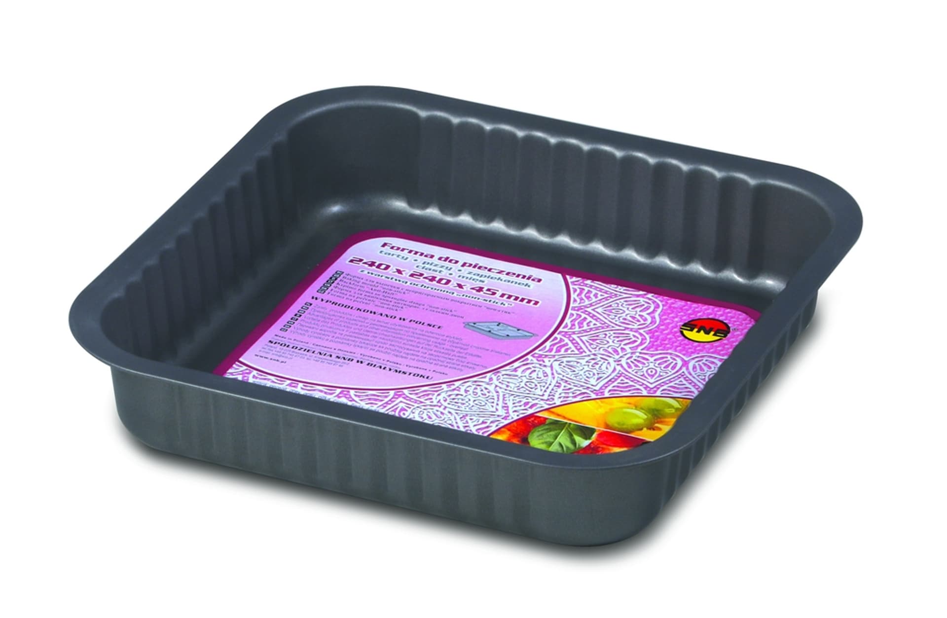 

Forma blacha do pieczenia zapiekanek, tarty, pizzy 24cm x 24cm szara
