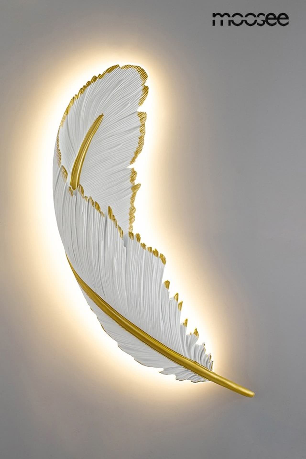 

MOOSEE lampa ścienna PIÓRKO biała / złota