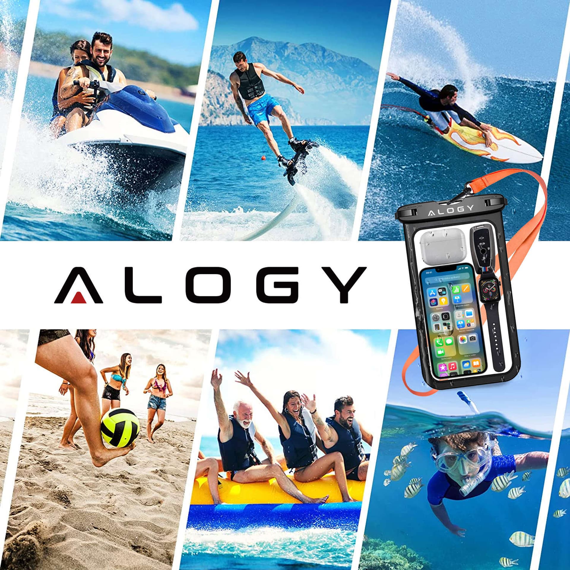 

Etui wodoodporne duże Alogy Waterproof Case torba wodoszczelna uniwersalna IPX8 na telefon i dokumenty do 9 cali Czarne