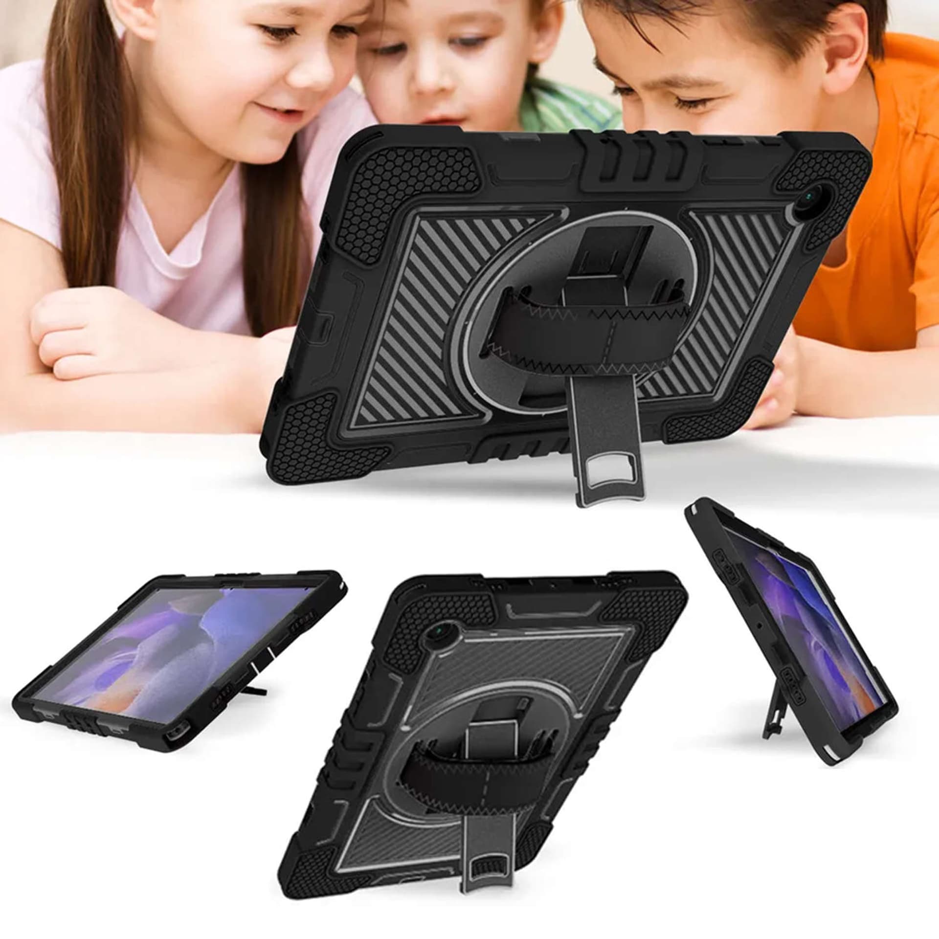

Etui pancerne StripeShell 360 do Samsung Galaxy Tab A8 10.5 (2021) X200 / X205 Czarne, 2021) x200 / x205 czarn