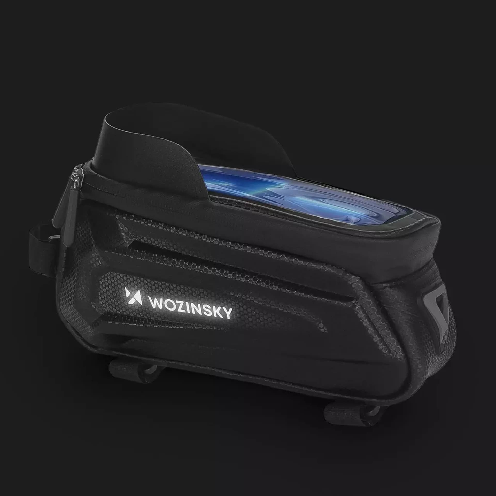

Wozinsky torba rowerowa na ramę z etui na telefon 1,7 l czarna (WBB28BK)