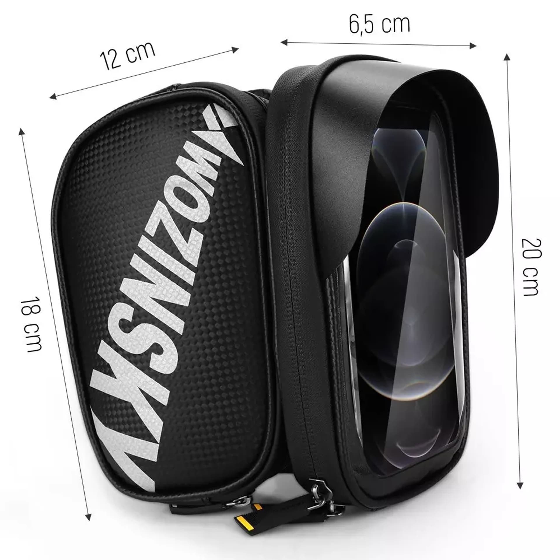 

Wozinsky torba rowerowa na ramę z etui na telefon 1,5 l czarny (WBB21BK)