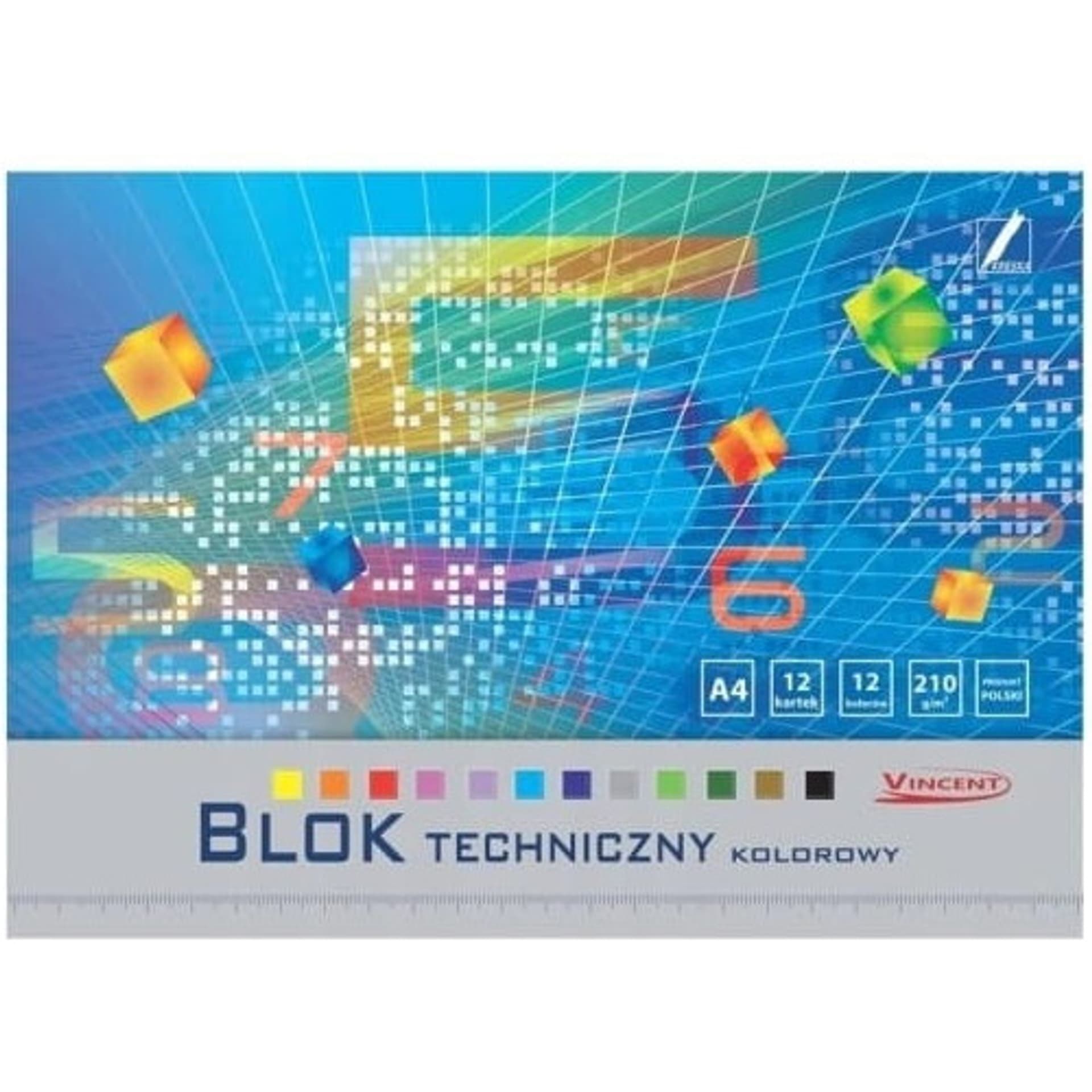 

Blok techniczny kolorowy A4 12k 210g Vincent KRESKA