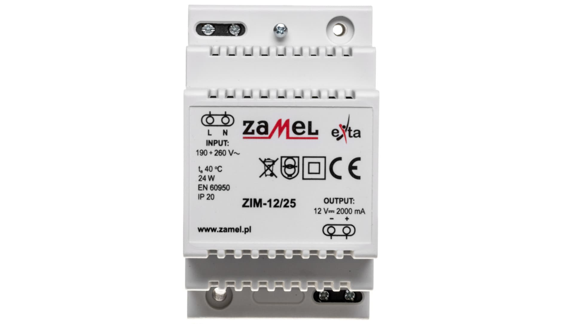 

Zasilacz impulsowy 12V DC 2A ZIM-12/25 EXT10000160