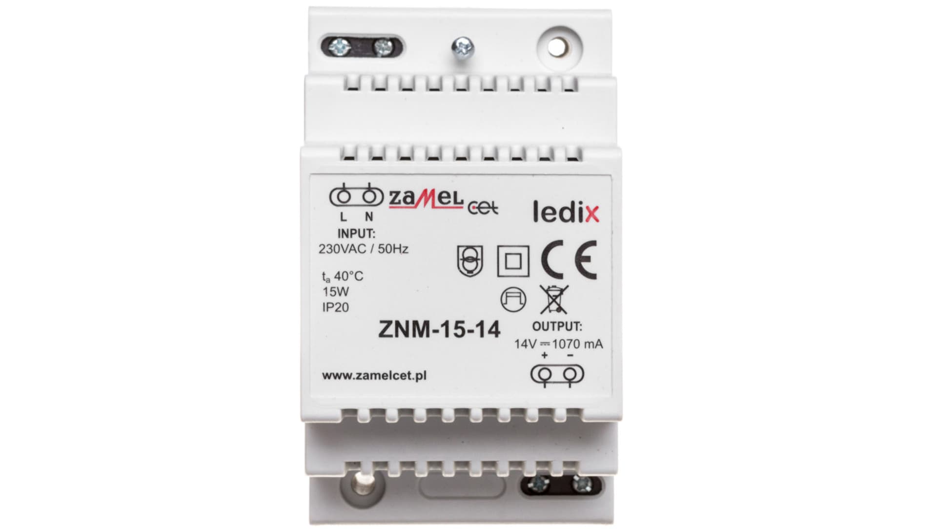 

Zasilacz LED modułowy 14V DC 15W ZNM-15-14 LDX10000021
