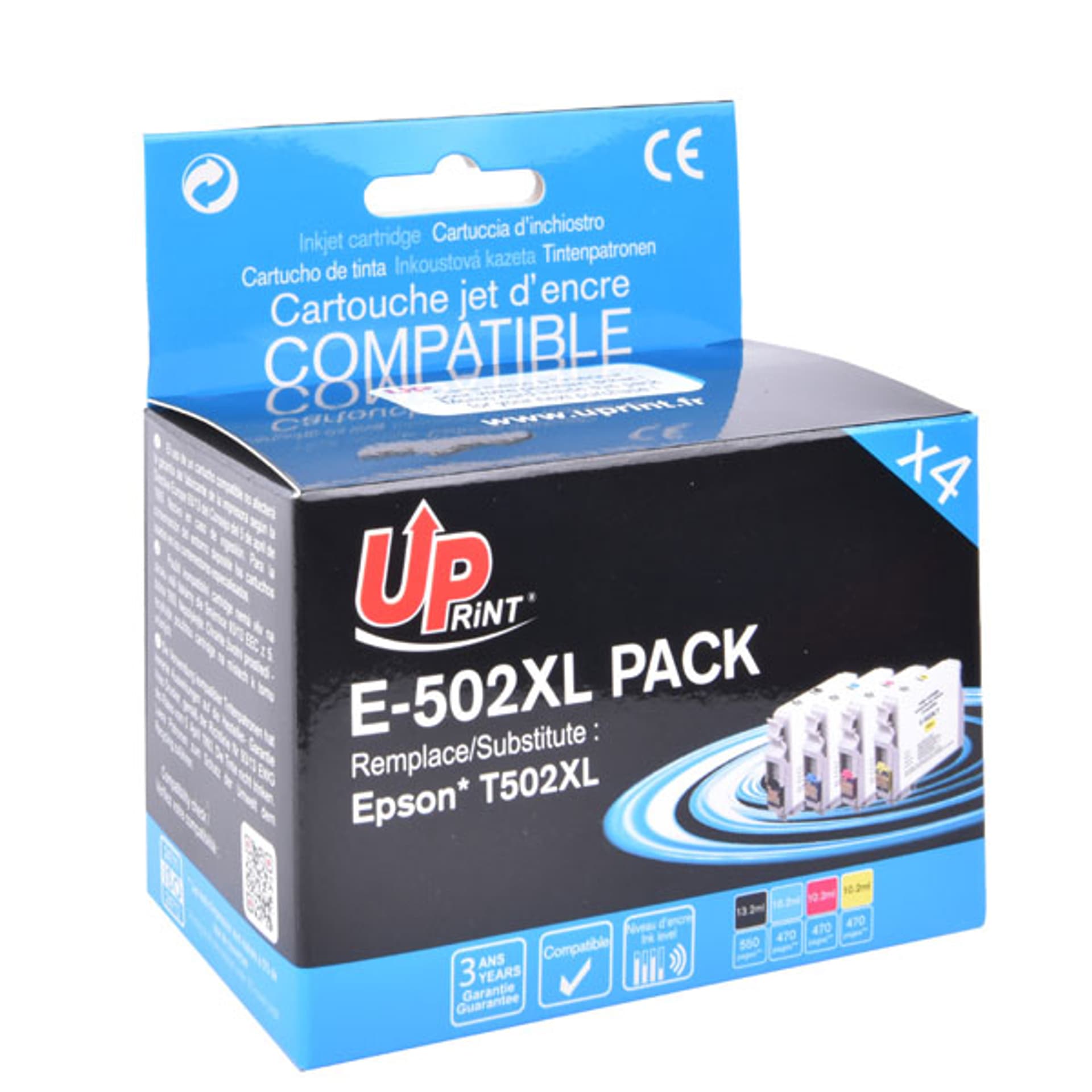

UPrint kompatybilny ink / tusz z C13T02W64010, 502XL, T02W640, CMYK, 1x550 + 3x470s, 1x13.2+3x10.2ml, E-502XL-PACK, dla Epson XP-5