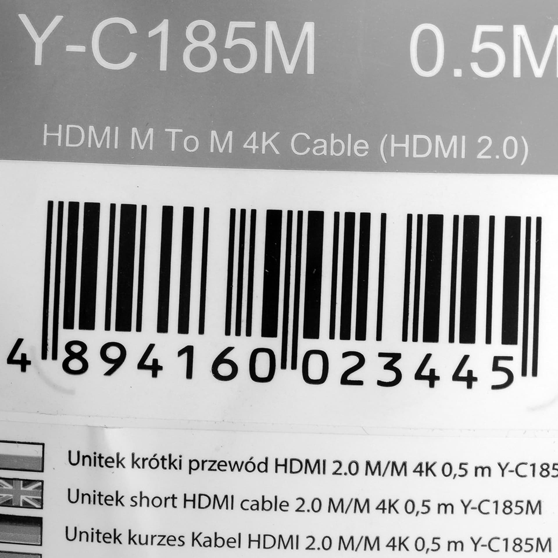 

UNITEK KABEL HDMI 2.0 M/M 4K 60HZ, 0,5M, Y-C185M