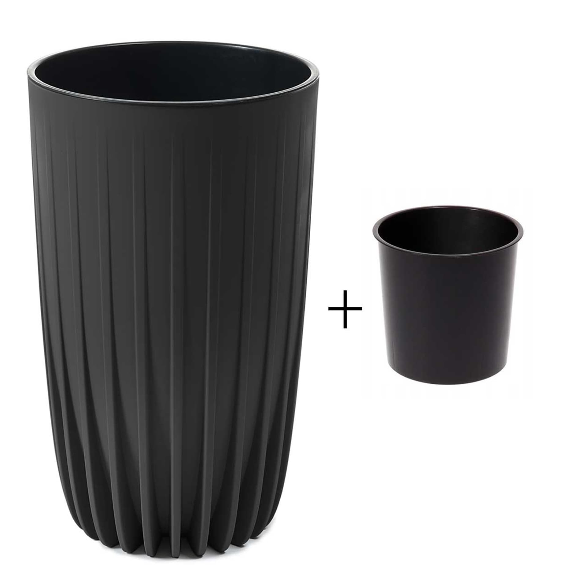 

Donica Stripped Wysoka ECO recykling czarna 30xh51cm