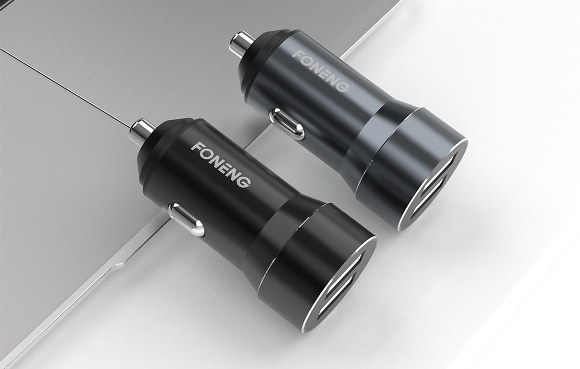 

Ładowarka samochodowa Foneng C08, 2x USB, 2.4A (szara)