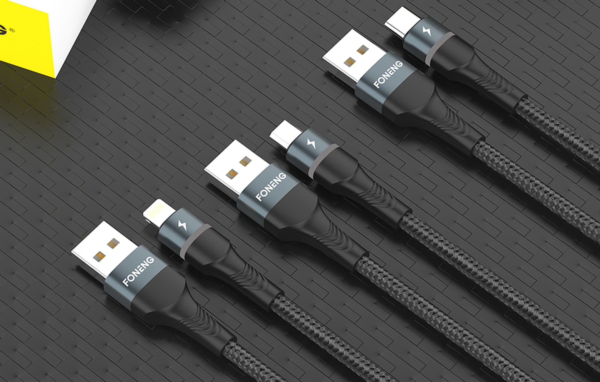 

Kabel USB do USB-C Foneng X79, LED, Nylonowy oplot, 66W, 1m (czarny)