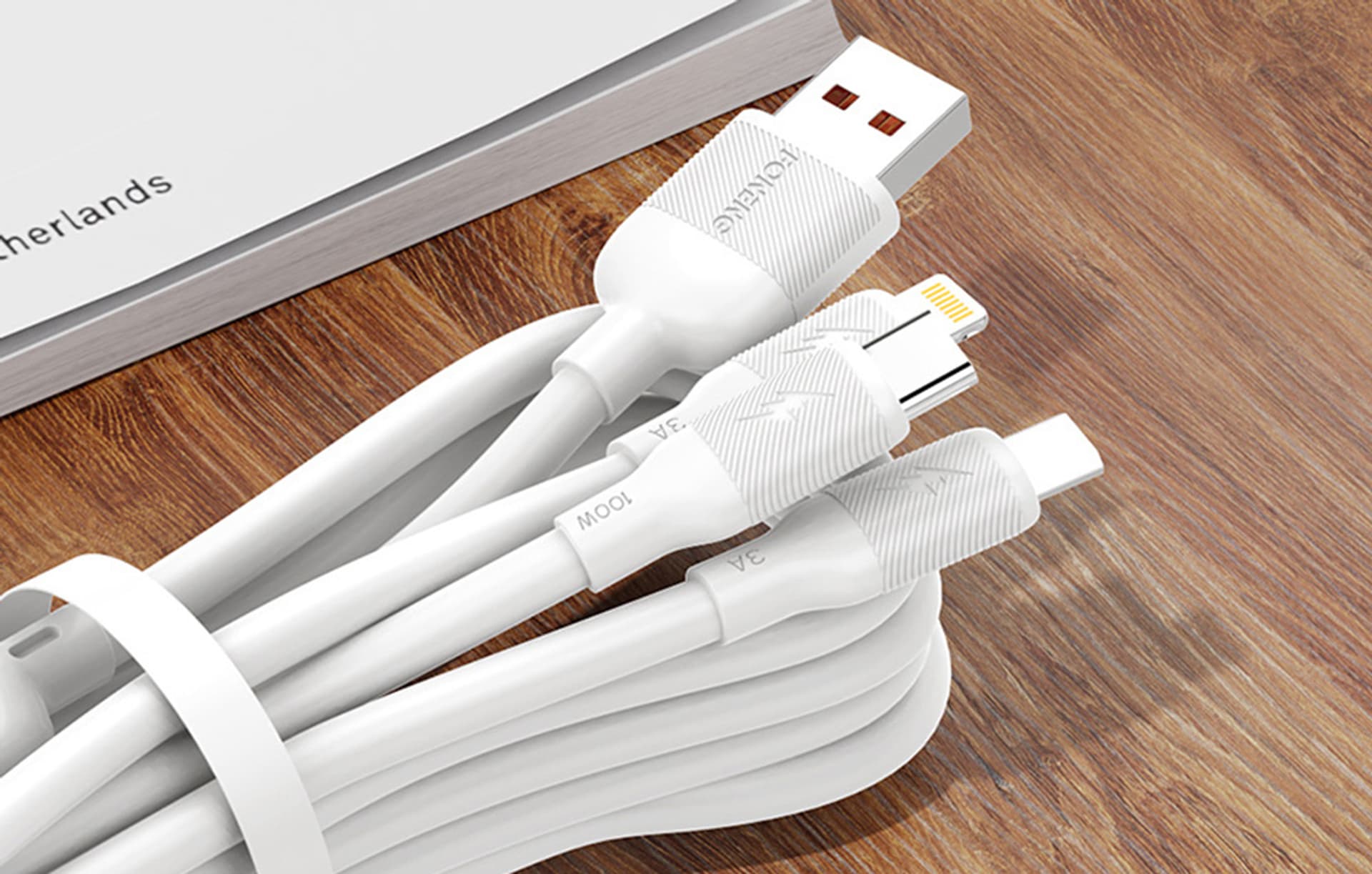 

Kabel 3w1 USB do USB-C / Lightning / Micro USB Foneng X80, 100W, 1.2m (biały)