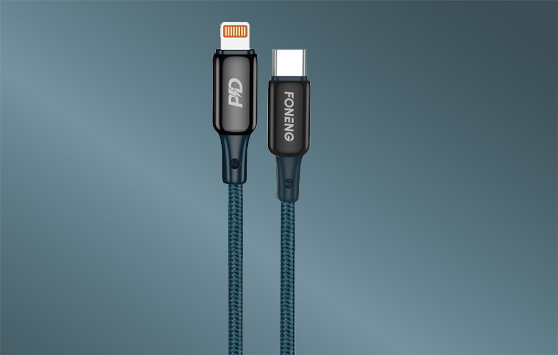 

Kabel USB-C do Lightning Foneng X87, 30W, 1.2m (niebieski)