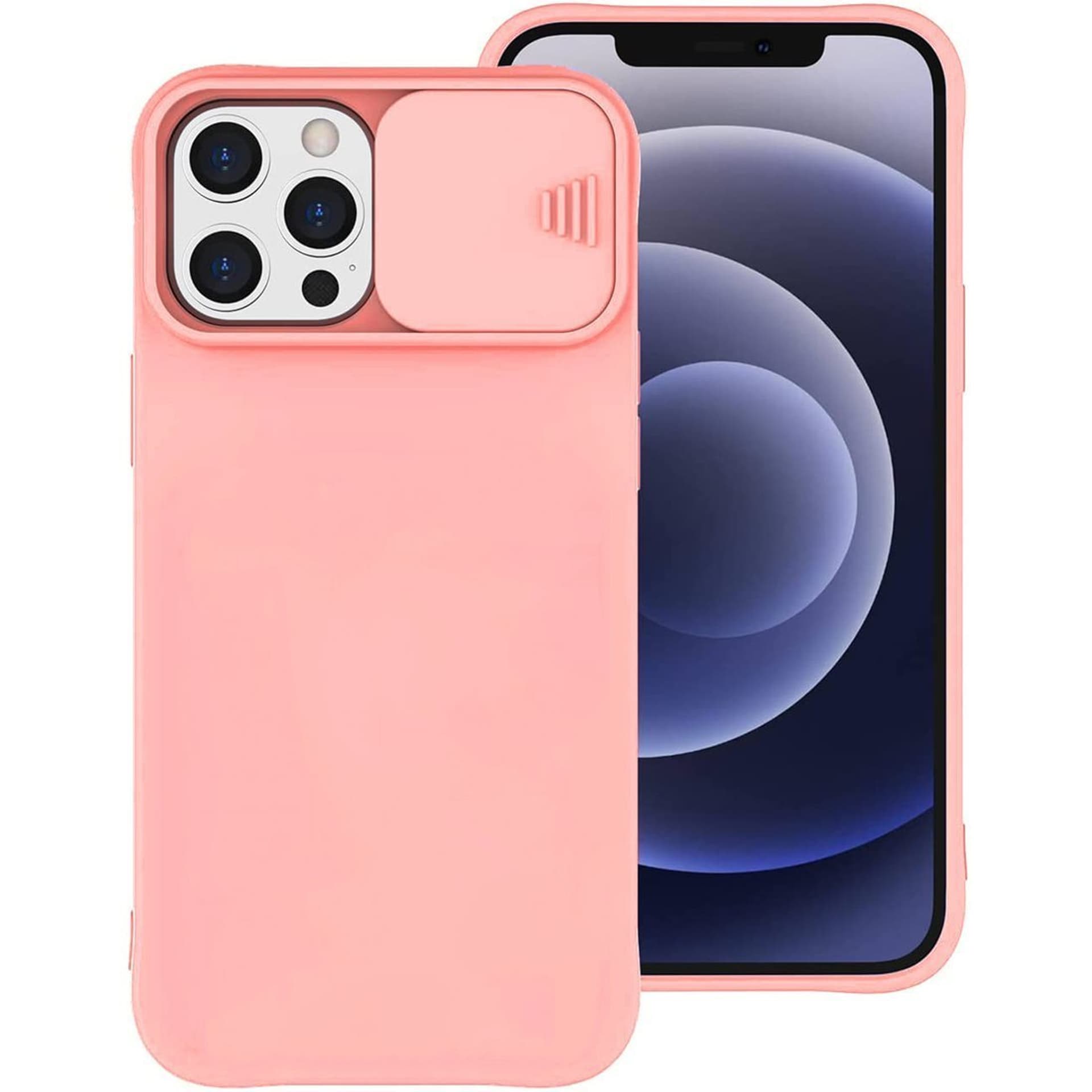 

Etui IPHONE 12 Silikonowe z Osłoną na Aparat Nexeri Silicone Lens brzoskwiniowe