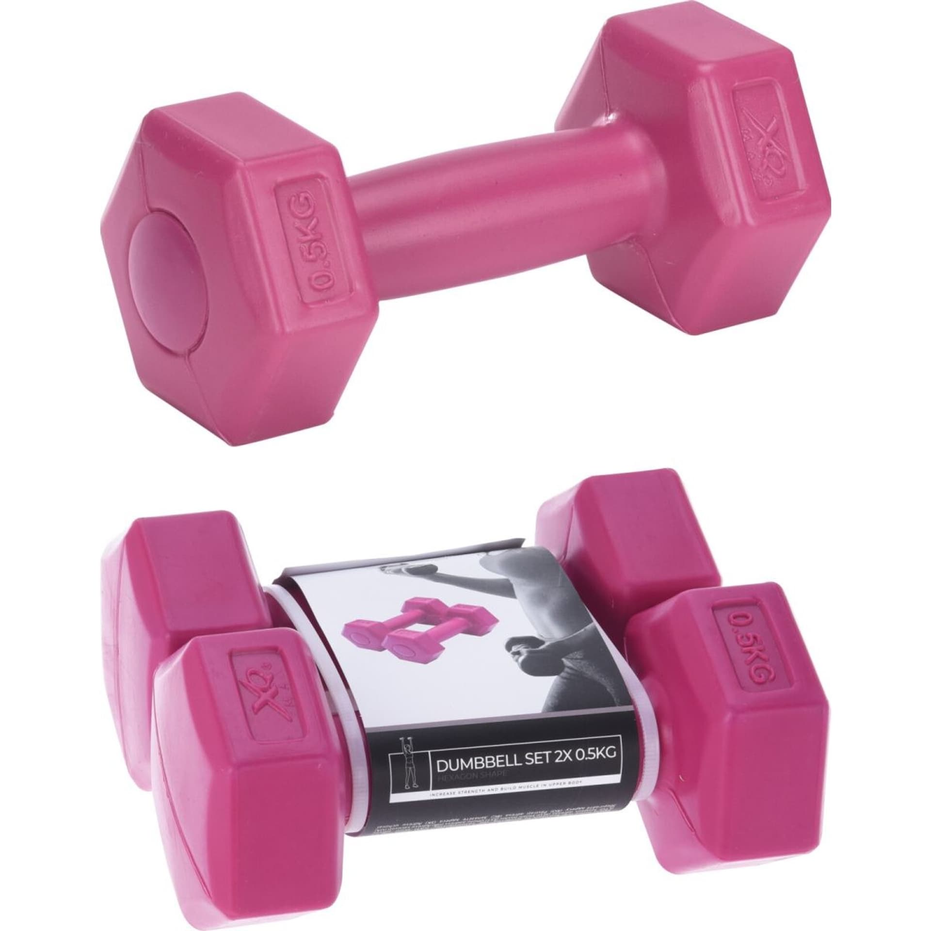

Hantle ciężarki zestaw hantle fitness w kolorze różowym XQMAX 2x 0,50kg