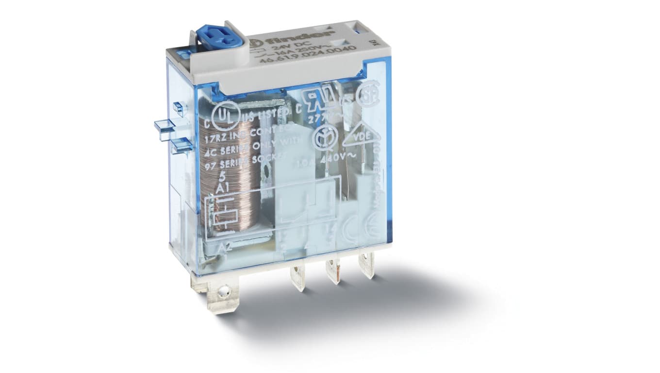 

Przekaźnik 1P 16A 24V DC wskaźnik LED przycisk testujący 46.61.9.024.0074