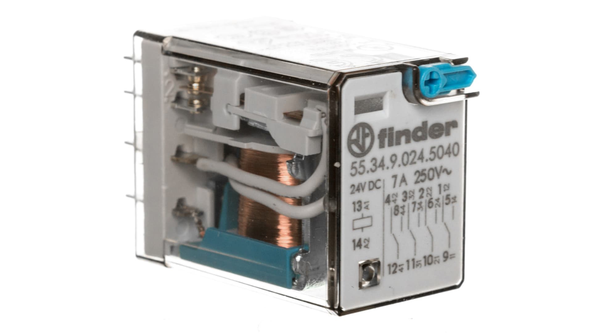 

Przekaźnik przemysłowy 4P 7A 24V DC przycisk testujący mechaniczny wskaźnik zadziałania 55.34.9.024.5040