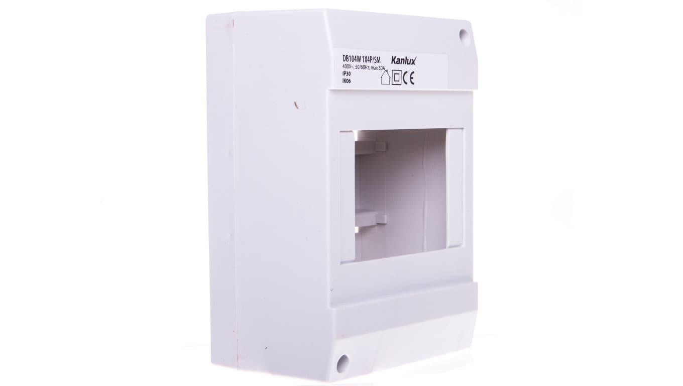 

Rozdzielnica modułowa 1x4 natynkowa IP30 IK06 II klasa bez drzwi DB104W 1X4P/SM biała 3851